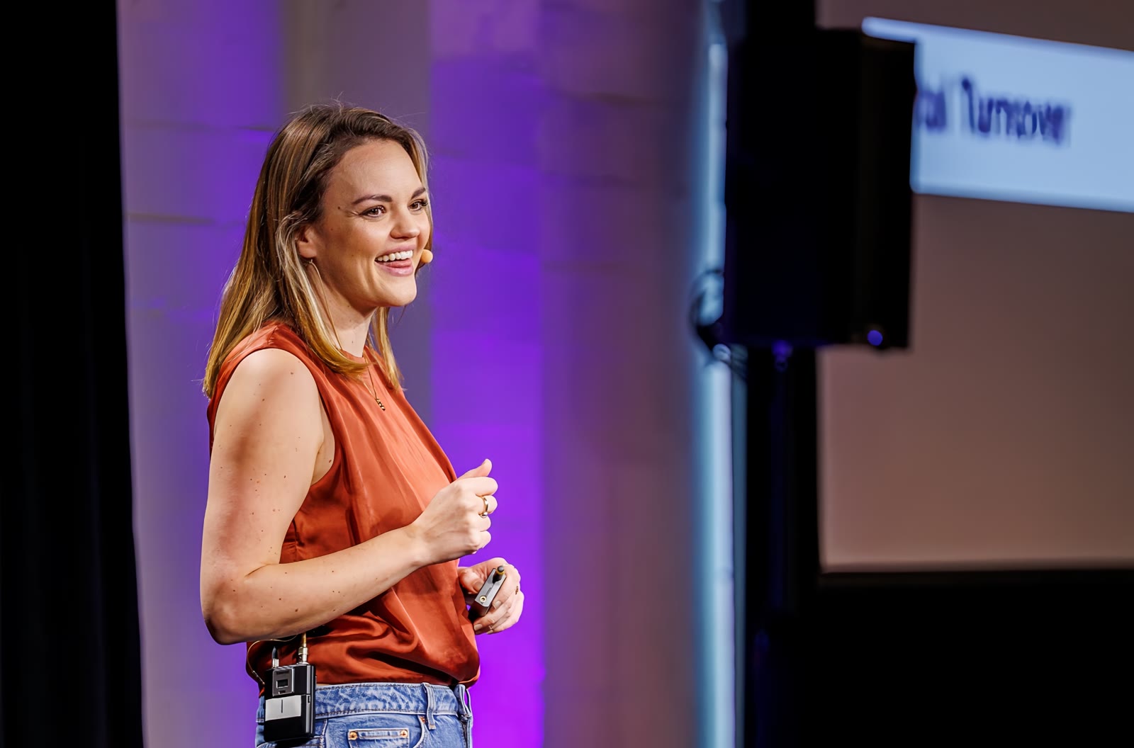 Kirsty Hulse speaking on stage