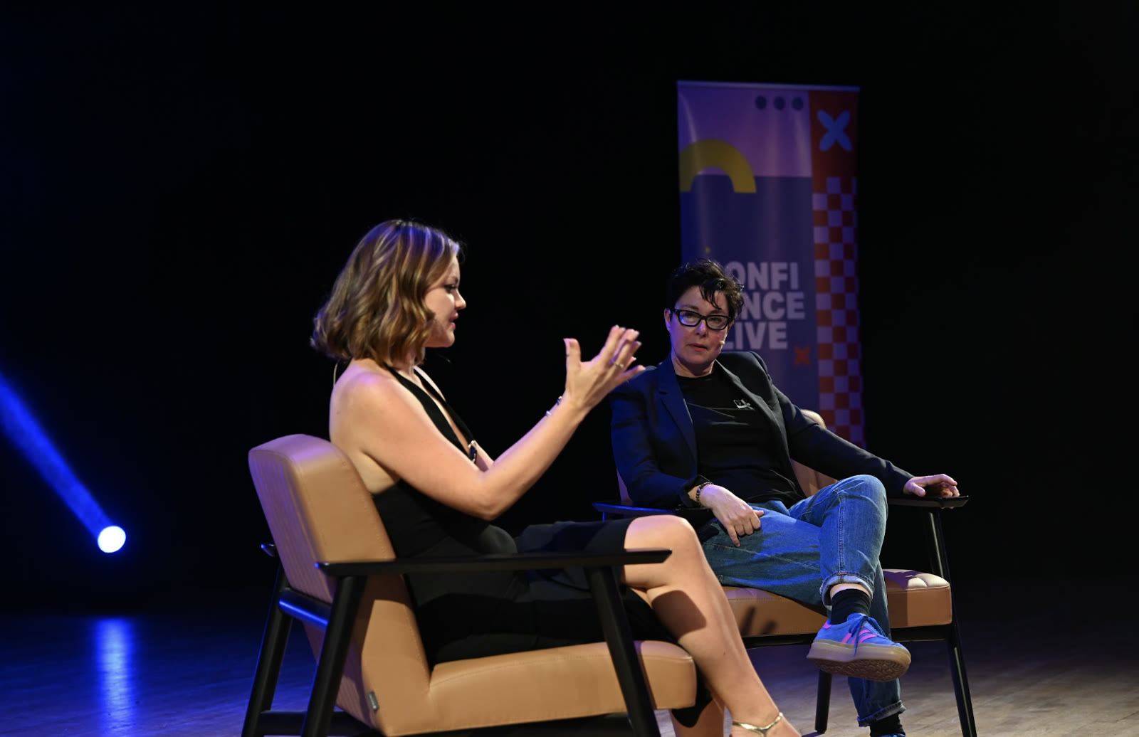 Kirsty Hulse interviewing Sue Perkins